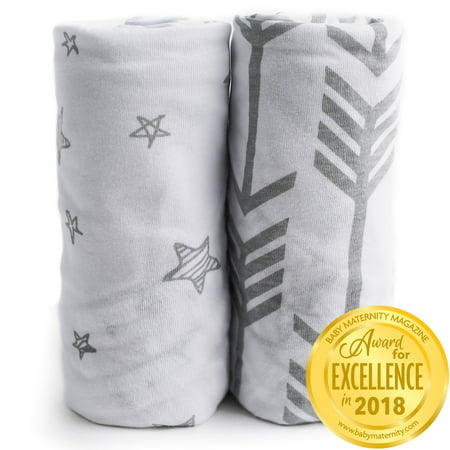Kids N' Such Changing Pad Cover - Premium Jersey Knit Cotton- Will fit ANY Baby Changing Pad Size or Shape - Super Soft - Safe for Babies - 2 Pack Change Pad Liner or Cradle Sheet - Arrow and (Best Changing Pad Liner)