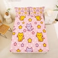 thumbnail image 5 of jejeloiu Pink Star Cat Polka Dot Full Size Sheets Kids,Lovely Kitten Print Bed Sheets,4 Pieces, 5 of 6