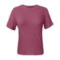 thumbnail image 7 of ZHUGeLI Fashion Ruched Round Neck Blouse Tees For Women Solid Color Loose Short Sleeve Tops Summer Classic T-Shirt Up to 50% off Clearance, 7 of 7
