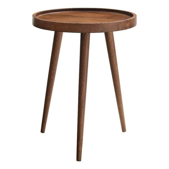 Chiro Round Wood Side Table in Walnut