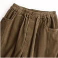 thumbnail image 3 of Corduroy Cargo Pants for Women Vintage Elastic High Waist Straight Wide Leg Pants Fall Winter Lounge Work Trousers with Pocket, 3 of 6