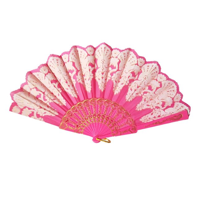 Chinese Spanish Style Craft Fan Silk Folding Flower Fan Hand Held Dance Souvenir Gift