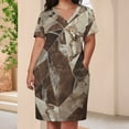 thumbnail image 3 of Blue Marble Summer Sundress for Curve Women Casual Pattern Plus Size V Neck Short Sleeve Loose Fit Oversize Dresses, 3 of 5