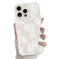 thumbnail image 1 of Funda de teléfono MZELQ para iPhone 16 Pro de silicona con estampado floral blanco, 1 of 6