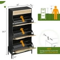 thumbnail image 2 of Rattan Shoe Storage Cabinet with 3 Flip Drawers & 1 Small Drawer, Narrow Shoe Rack Organizer with Adjustable Shelves & Anti-Tipping Device, 2 of 7