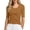 Coffee, variant on Women's T-Shirts Crew Low Neck Elbow-Length Sleeve Solid Color Slim Fit Basic Elegant Tee Shirts For Summer