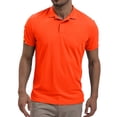 thumbnail image 2 of Iugvhana Men's Casual Lapel Polo Shirt Top Regular Solid Short Sleeve Basic Button Shirts Pullover T-Shirt Blouse Orange M, 2 of 6
