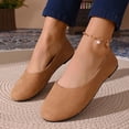 thumbnail image 2 of Women Slip on Casual Shoes Solid Color Round Toe Flat Comfortable Loafers Flock Upper Daily Walking Commuting, 2 of 7