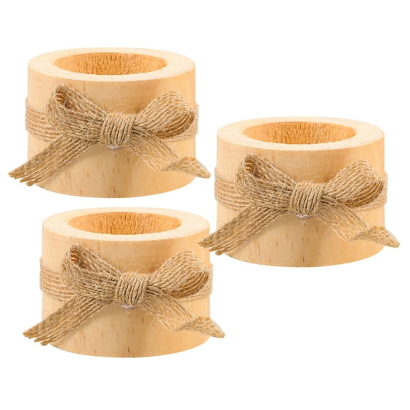 Vosarea Pine Candle Holder Light Brown European Style Craft Ornament 3Pcs