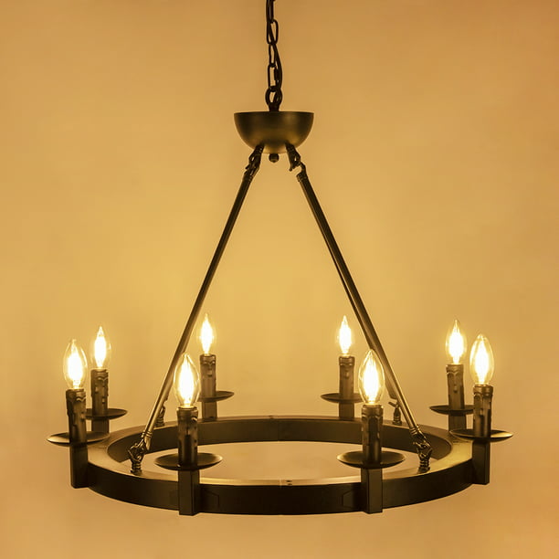 Wellmet Black Farmhouse Chandeliers, Candle Light Fixture