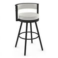 thumbnail image 1 of Amisco Eller 27" Faux Leather Swivel Counter Stool in Off White Black, 1 of 6