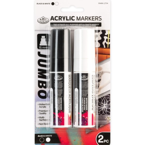 Royal & Langnickel 2 Piece Acrylic 15mm Black/White Markers
