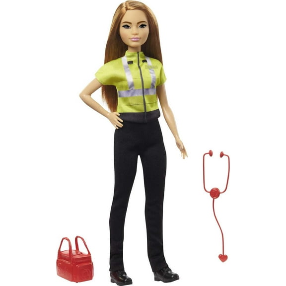 Barbie Career Paramedic Doll, Petite with Brunette Hair, Ages 3 Years and Up