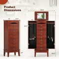 thumbnail image 3 of Gymax Jewelry Cabinet Armoire Wood Storage Box Chest Organizer with Mirror, Walnut, 3 of 9