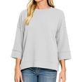 thumbnail image 5 of cocolona 3/4 Sleeve Sweatshirts for Women Loose Fit Crew Neck Casual Solid Color Fall Pullover Tops, 5 of 7