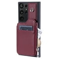 thumbnail image 3 of Crossbody Wallet Case for Samsung Galaxy S22 Ultra with Card Slot Holder, Magnetic Flip Folio Purse Case, PU Leather Zipper Handbag with Detachable Lanyard Strap & Shoulder Strap, Winered, 3 of 10