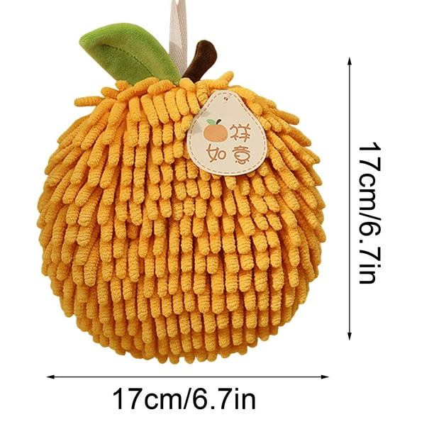 Yhmxh Toalla de mano de bola suave con lazo para colgar para el baño. Toalla de bola decorativa con diseño de fruta adorable. Juego de toallas de bola suaves y absorbentes para la cocina y el baño.