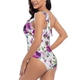 thumbnail image 4 of Rateoe Rose Flowers Pattern Women One Piece Swimsuits Tummy Control One Shoulder Bathing Suits Ruffle Swimwear-X-Large, 4 of 6