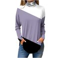 thumbnail image 1 of FAIWAD Womens Turtleneck Tunic Tops Long Sleeve Color Block Pullover Tops Casual Loose Trendy Tops, 1 of 3