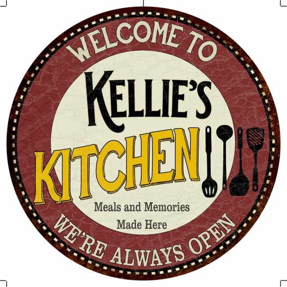 Kellie's Kitchen 12" Round Metal Sign Bar Game Room Wall Dco 200120040469