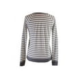 thumbnail image 2 of Jenni Womens Ivory Grey Long-Sleeve Striped Sleep Tee XS, 2 of 3