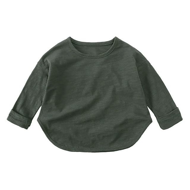 RXIRUCGD T-Shirt à Manches Longues à Col Rond pour Enfants Hommes et Femmes ( Noir, Taille : 3-4 Ans )