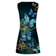 thumbnail image 4 of Wycnly Formal Dresses for Women Beach Sexy Hollow out Swing Tunic Tank Short Dresses Sleeveless Crewneck Butterfly Print 2024 Summer Mini Dress Navy XL, 4 of 5