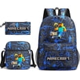 thumbnail image 1 of Minecraft Sac d'École Sac à Dos Trousse à Crayons Sac à Bandoulière Ensemble Trois Pièces _25, 1 of 1