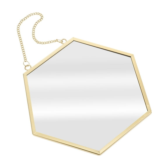 WASHWEPE Decorative Wall Mirrors Golden Iron 1Pack Modern Style Hexagon