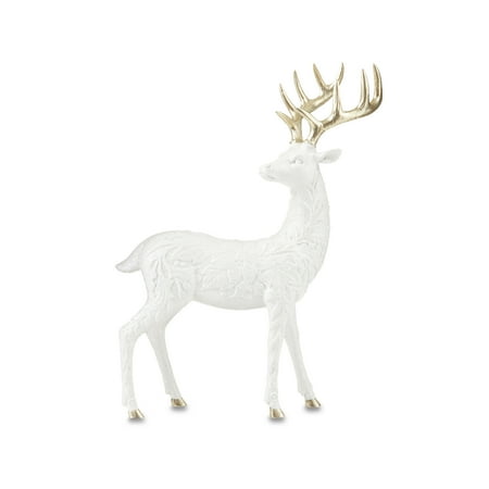 My Texas House White and Gold Standing Deer Decoration, 15 inch