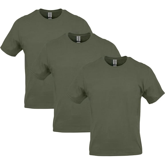 Gildan mens Heavy Cotton T-shirt, Style G5000, Multipack T Shirt, Military Green 3-pack, Large US Pack of 3