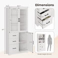 thumbnail image 3 of Ktaxon Bathroom Cabinet Tall, Storage Cabinet, Floor White Wooden Kitchen Cupboard with 3 Doors, 3 Drawers & Adjustable Shelf, White, 3 of 10