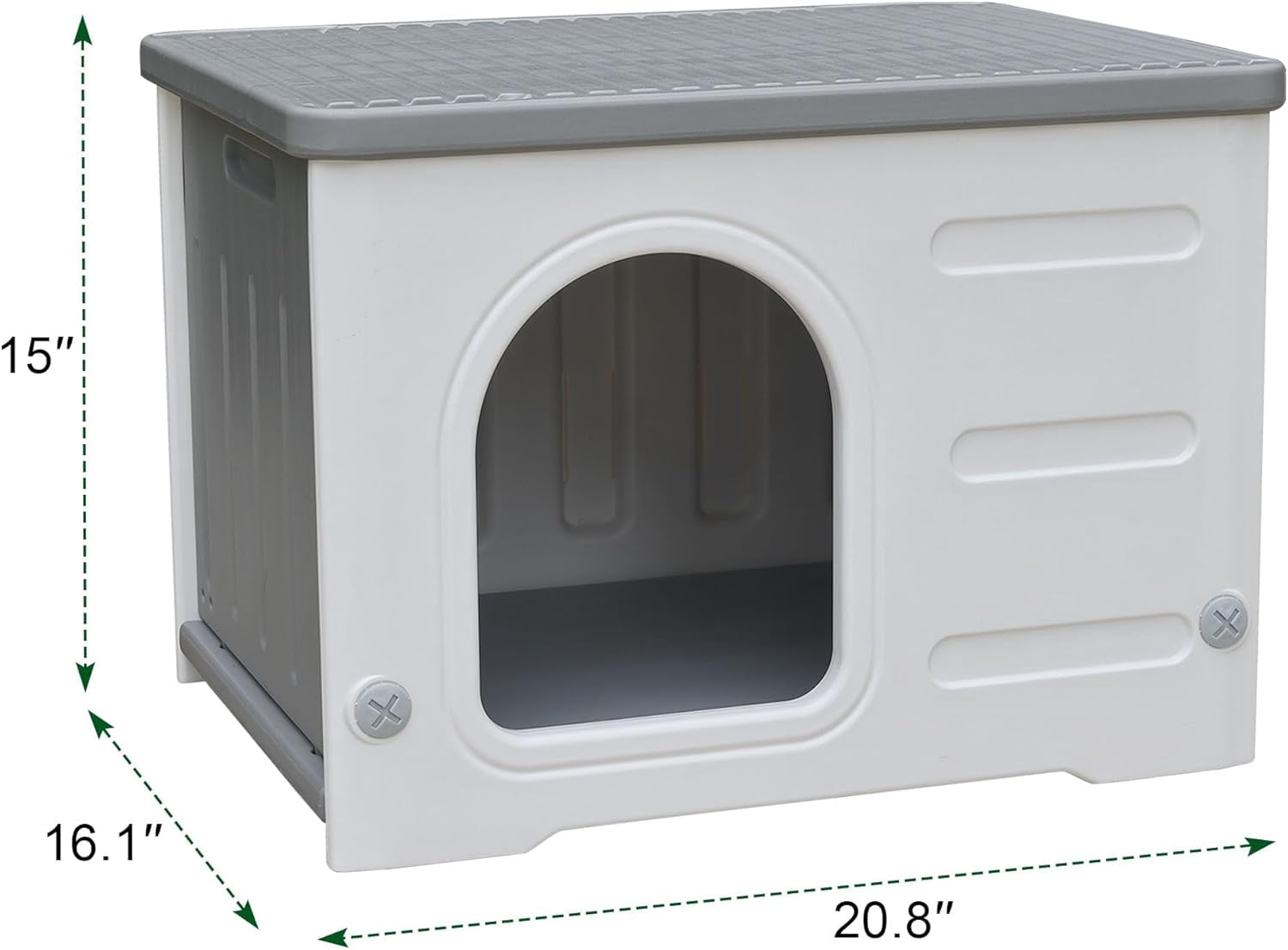 Waterproof Outdoor Cat House, Plastic Cat House for Outdoor Cats Feral Cat House, Sturdy Cat Bed for Small Pet, Spacious, Assemble Easily-Grey
