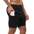thumbnail image 3 of Pantalones cortos deportivos para correr, de ocio, para hombre, con múltiples bolsillos, holgados, de doble capa, para fitness, para exteriores, 3 of 6