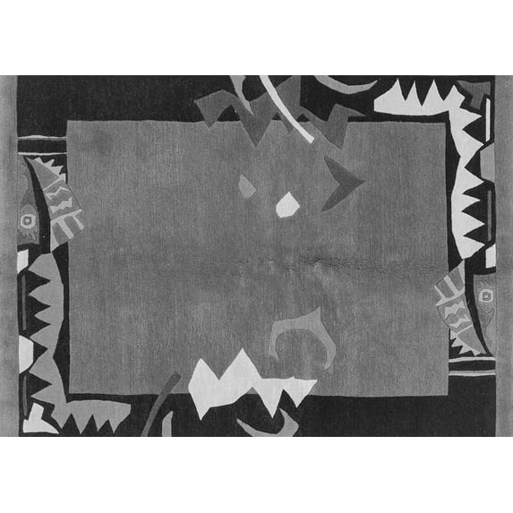 Ahgly Company Indoor Rectangle Abstract Gray Modern Area Rugs, 6' x 9'
