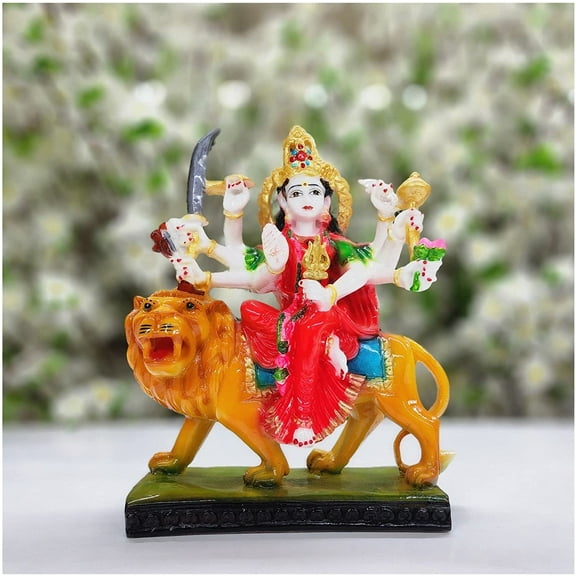 Durga Ma Statue in Marble Dust Durga Ma Sitting on Lion Goddess Durga Sculpture Hindu Goddess Statue Durga Ma Idol Indian Mandir Decor Durga Ma Figurine Durga Ma Murti Indian Decor - AtoZ India Cart