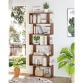 thumbnail image 3 of YKITRD Geometric Bookcase, Bookshelf 6-Tier S Shaped Book Shelves for Bedroom, Modern Wood Decorative Display Shelf Tall Book Case for Home Office, Rustic Brown, 3 of 10