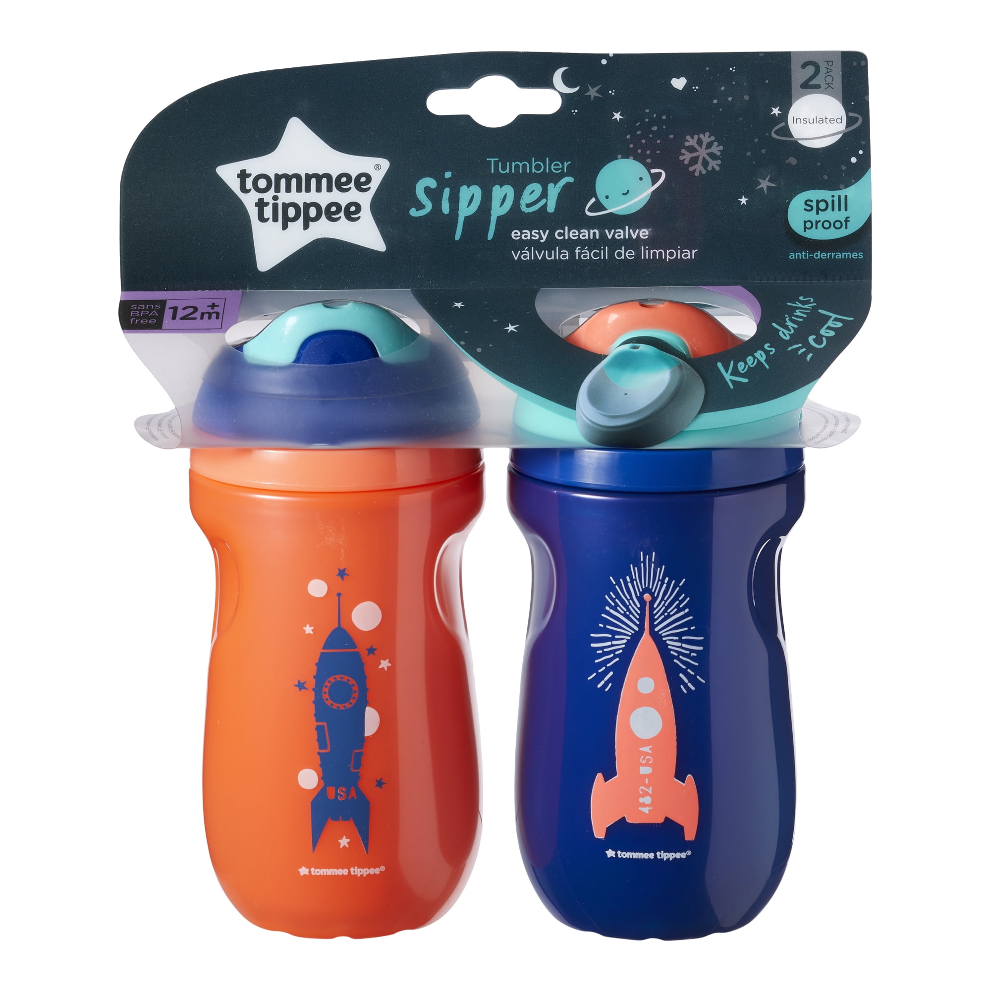 Tommee Tippee 9 oz Insulated Straw Tumbler, Assorted Colors - 2 pack