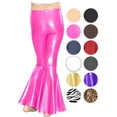 thumbnail image 3 of Stretch Is Comfort Girl's Poly/Spandex Stretch Bell Bottoms Flare Pants Mystique Hot Pink Small, 3 of 6