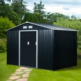 thumbnail image 6 of Outsunny 9' x 6' Metal Storage Shed Organizer, Garden Tool House with 4 Vents and 2 Sliding Doors for Backyard, Patio, Garage, Lawn, Dark Gray, 6 of 12