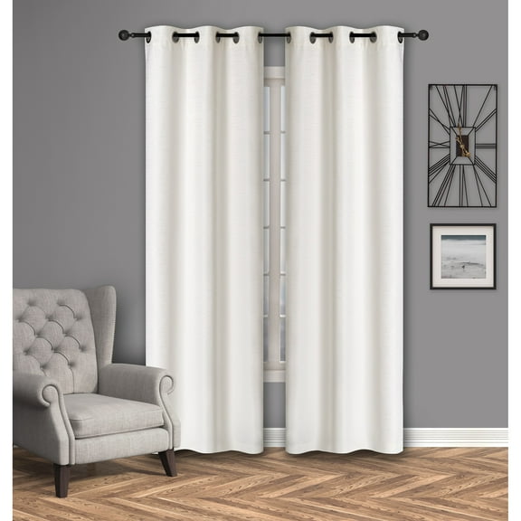Curtain Blackout Textured Slub 2Pk Snow White - 84" x 38"