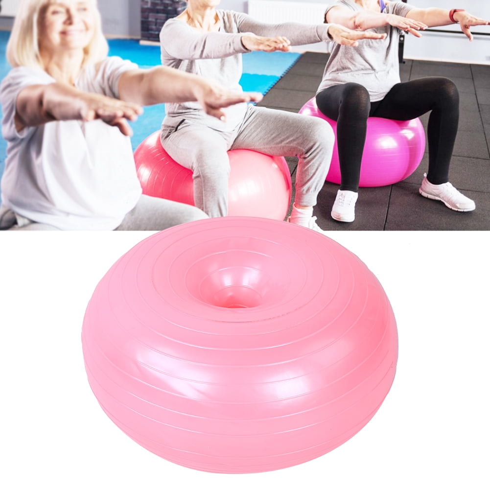 Tebru Yoga Ball,50cm PVC Pink Doughnut Shape Thicken Anti-explosion Inflatable Seating Exercise Yoga Ball