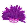 thumbnail image 3 of Máscara de plumas artificiales de media cara, accesorio de moda para fiesta de disfraces de cosplay Púrpura, 3 of 8
