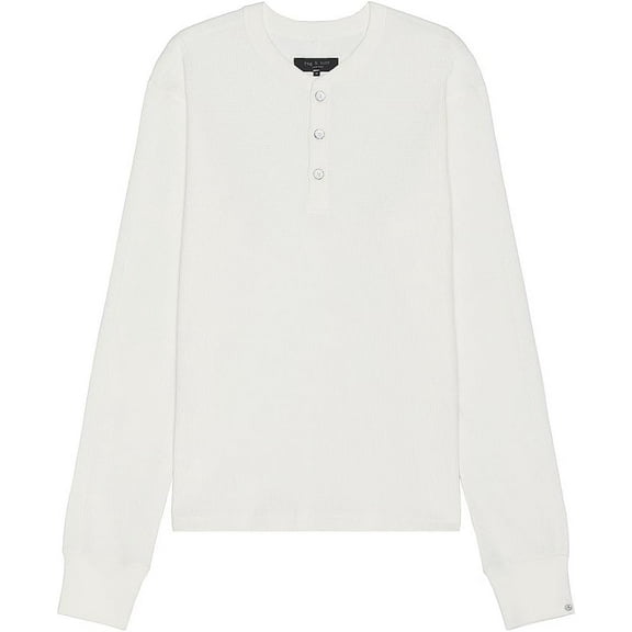 Rag & Bone Men's Lightweight Waffle Henley Tee Ivory