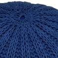thumbnail image 3 of Shelby Boho Round Hand Knit Pouf in Blue Cotton, 3 of 3