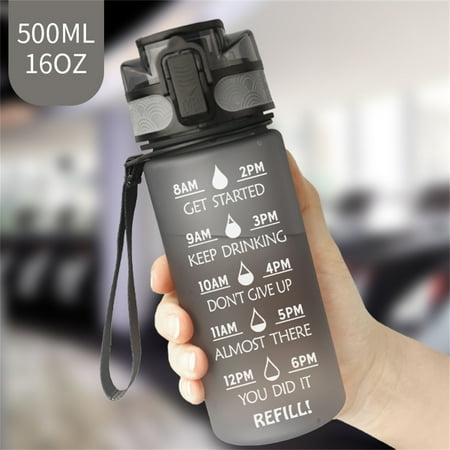 

500ml Sports Water Bottle Kids Reusable Leakproof 16 Oz Plastic Wide Mouth Large Big Drink Bottle BPA & Leak Free With Handle Strap Carrier For Cycling Camping Hiking Gym Yoga