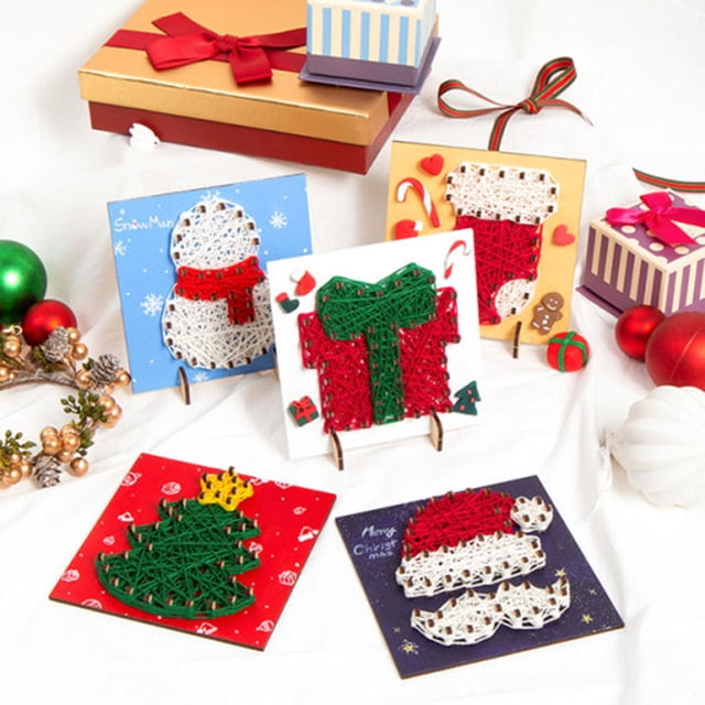 Jinsinto 5 Christmas DIY Hand Nail Yarn Drawing Children's Educational Toys (Random Style)