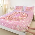 thumbnail image 3 of Feelyou Chic Pink Monogrammed D Queen Sheet Sets, Glitter Mermaid Scale Flat Sheet, Dreamy Princess Cartoon Queen Fitted Sheet, Lightweight Room Decor, 4pcs, 3 of 7