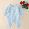 thumbnail image 2 of Zwiiyzr Infant Baby Girl Boy One Piece Outfit Thin Cotton Jumpsuit Warm Long Sleeve Cotton Romper Baby Clothes Blue, 2 of 4