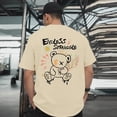 thumbnail image 2 of kpoplk Men's Daily Essential T-Shirt Big and Tall Relaxed Fit Short Sleeve Crew Neck Soft Cotton Blend Graphic Print Tee Size XL,Beige, 2 of 7